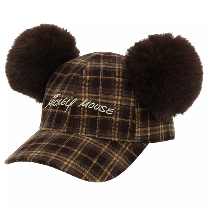 TDR 2026 Mickey Mouse Checkered Pattern with Pom Pom Ears Hat for Adults Color: Brown (Release Date: Oct 22, 2026)