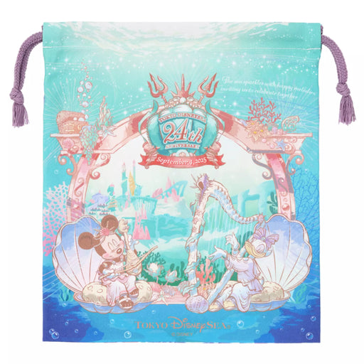 TDR - Tokyo Disney Sea's 24th Anniversary "Mermaid Lagoon" Collection x Minnie Mouse & Daisy Duck Drawstring Bag (Release Date: Sept 4, 2025)