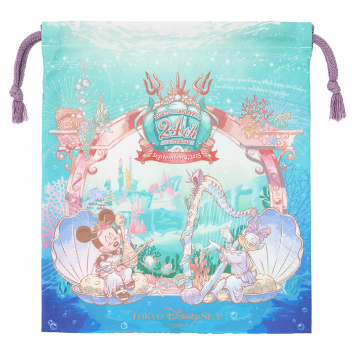 TDR - Tokyo Disney Sea's 24th Anniversary "Mermaid Lagoon" Collection x Minnie Mouse & Daisy Duck Drawstring Bag (Release Date: Sept 4, 2025)