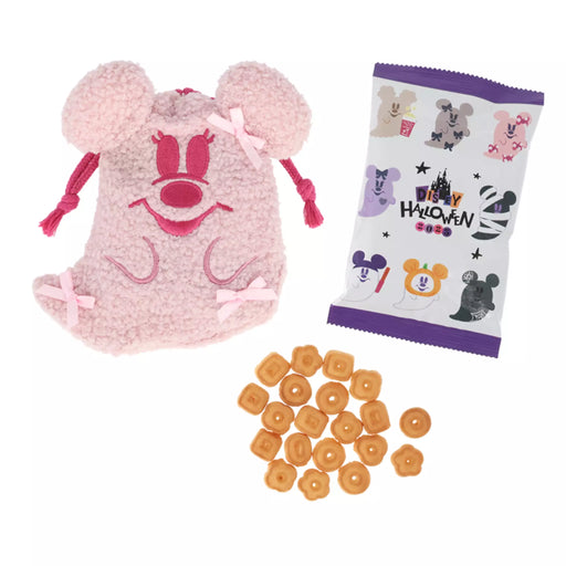 TDR - 2025 Mickey & Friends Disney Halloween "Spook Ghost Night!" Collection x Minnie Mouse Ghost with Pink Ribbon Cookies & Drawstring Bag Set (Release Date: Sept 16, 2025)