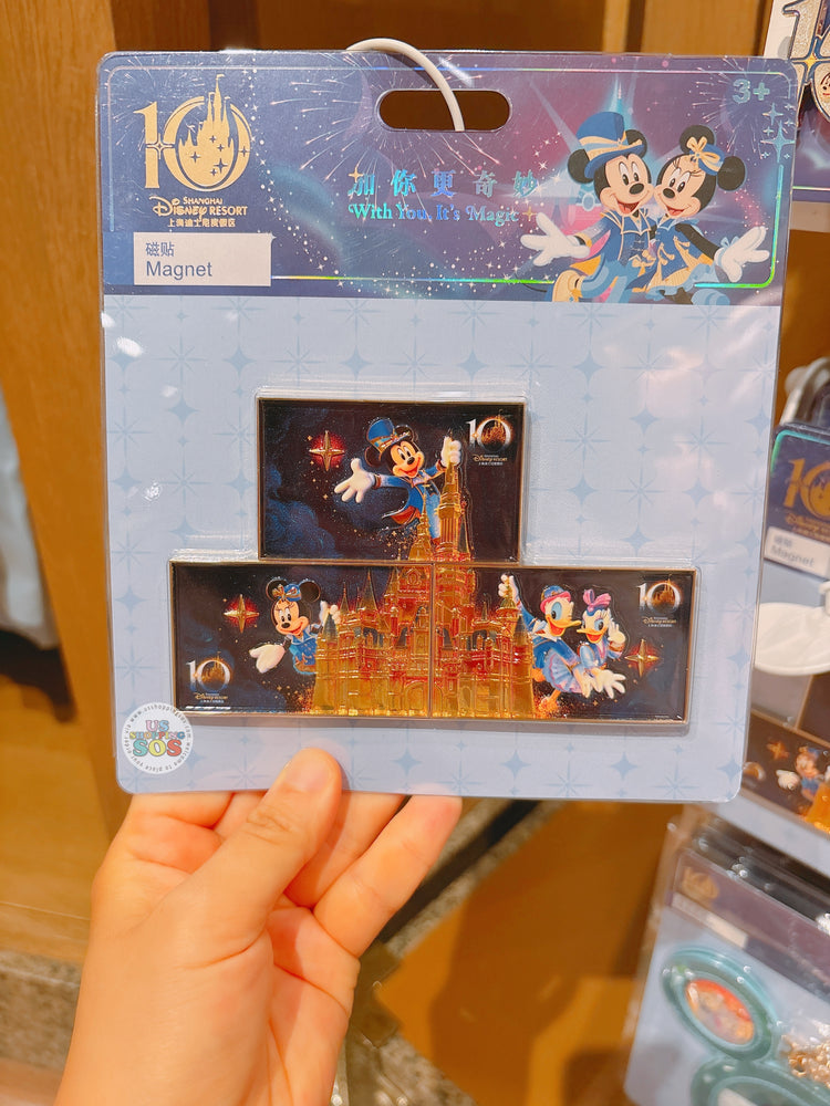 SHDL - 2026 10th Birthday Celebration Blue Gold Series x Mickey & Minnie Mouse, Donald & Daisy Duck Magnets Set of 3