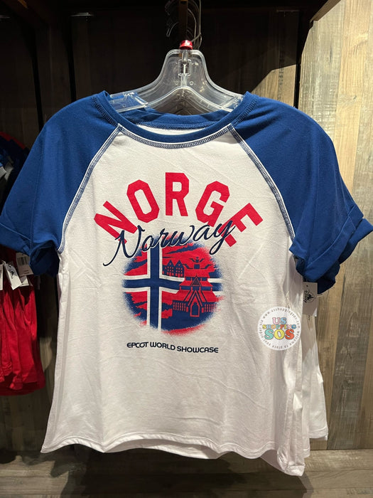 WDW - Epcot World Showcase Norway 🇳🇴 - Mickey Norge 2025 - Blue/White Raglan Sleeve T-shirt (Adult)