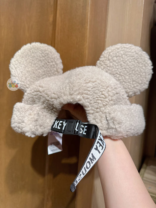 HKDL - Hong Kong Disneyland Mickey Mouse Ears Fleece Beanie for Adults Color: Beige
