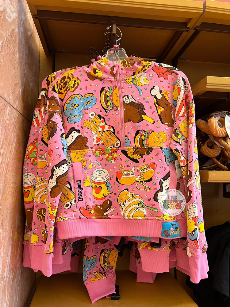 DLR - Disney Eats Snacks - “Disneyland” All-Over-Print Pink Hoodie Half-Zip Pullover (Adult)