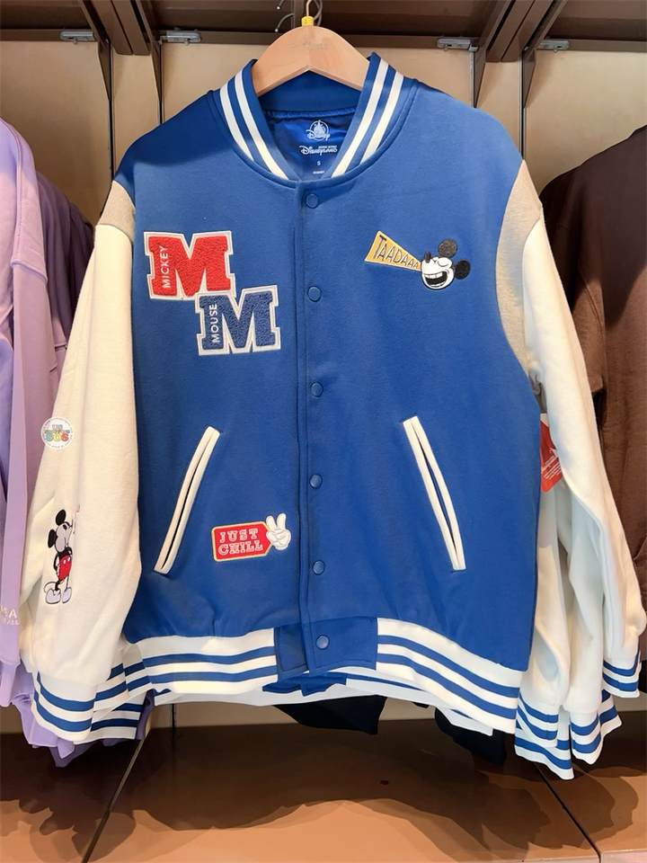 HKDL Mickey Mouse Just Chill Baseball Letterman Jacket for Adults