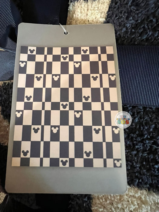 DLR/WDW - Mickey Icon Navy/Cream Checkerboard Fluffy Blanket Throw