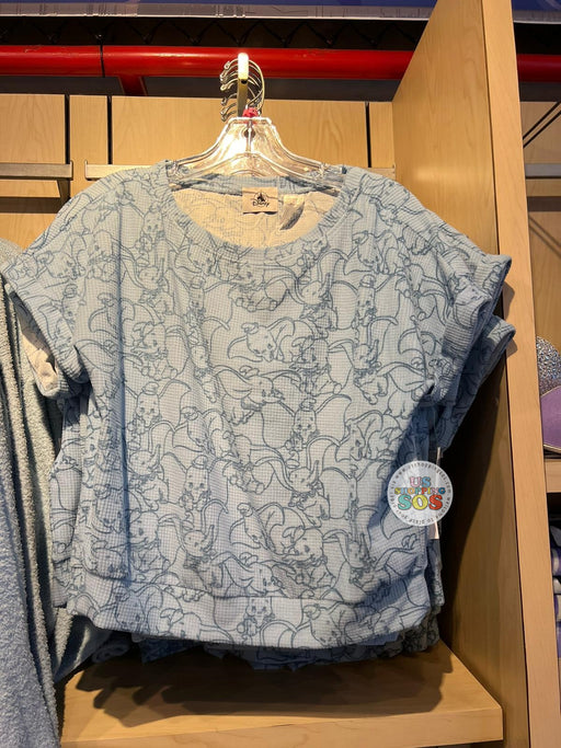 DLR/WDW - Pastel Comfy Loungewear - Dumbo All-Over-Print Baby Blue Waffle Lounge Top (Adult)