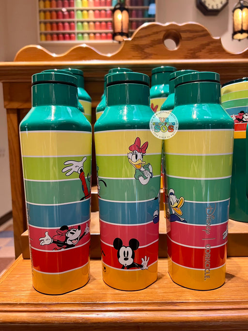 DLR/WDW - Classic Mickey & Friends - Corkcicle Color Strips Green Stainless Bottle 20oz