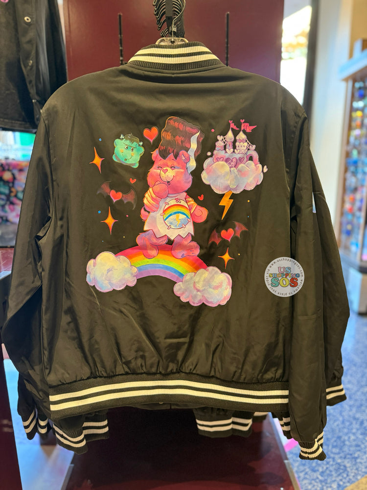Universal Studios - Care Bears x Universal Monsters - Cheer Bear as Bribde of Frankenstein Black Baseball Jacket (Adult)