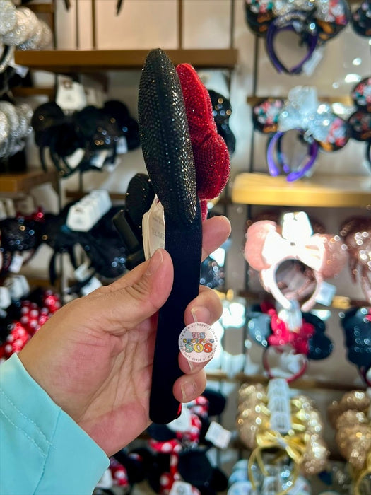 DLR/WDW - Minnie Sparkling Red Bow & Black Ear Headband