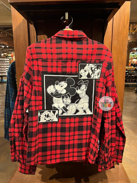 DLR/WDW - Mickey Mouse Black/Red Flannel Plaid Shirt (Adult)