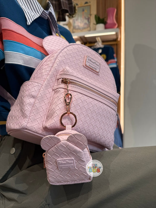 DLR/WDW - Loungefly Mickey Ear Pink Intrecciato Pleather Mini Backpack Bag Charm