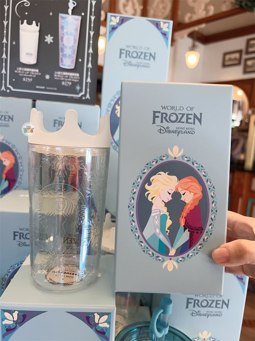 HKDL - World of Frozen Starbucks 12oz Glass with Lid