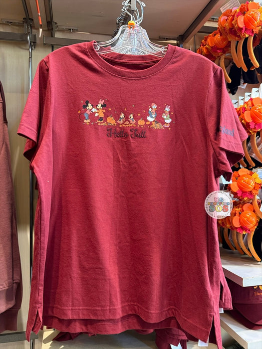 DLR/WDW - Fall Season 2026 - Mickey & Friends Hello Fall Park Logo Red Maple T-shirt (Adult)