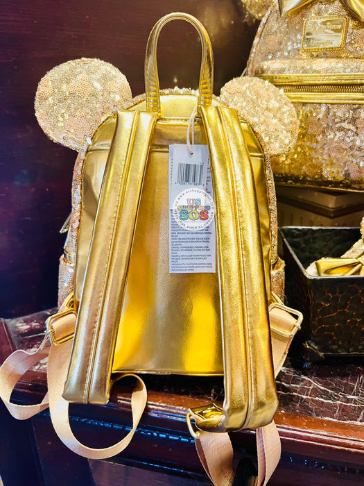 DLR/WDW - Loungefly Minnie Yellow Gold Hidden Mickey Icon Sequin Backpack