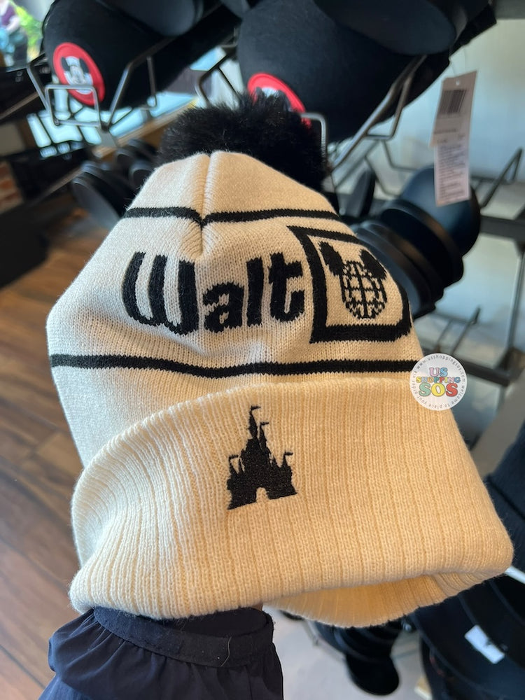 DLR/WDW - Park Logo Black Pom Pom White Knitted Beanie (Adult) 2026