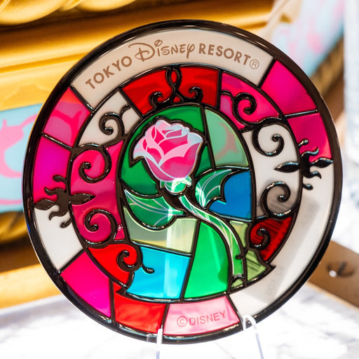 TDR - Tokyo Disney Resort & Beauty and the Beast Enchanted Rose Stainless Glass Coaster