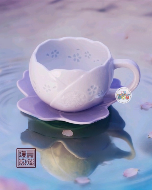 Starbucks China - Twilight Sakura 2026 - Cherry Blossom Jingdezhen Linglong Craft Porcelain Mug & Saucer Set 320ml