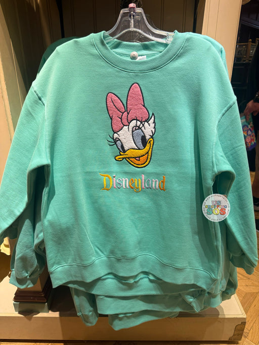 DLR/WDW - Daisy Duck Face Icon Park Logo Mint Green Fleece Pullover (Adult)