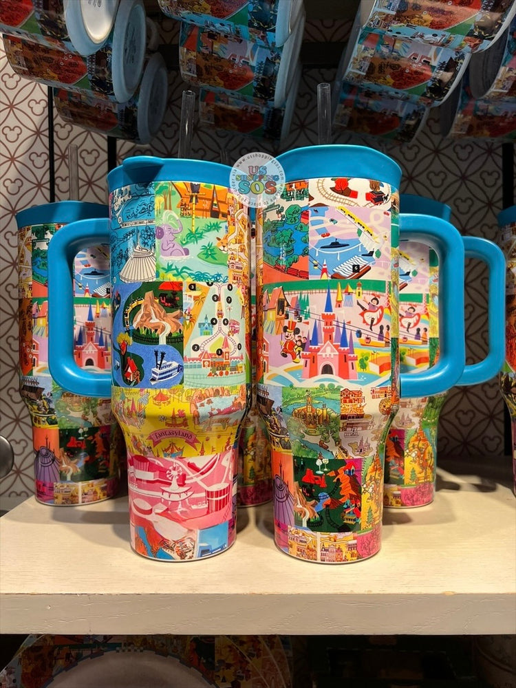 DLR/WDW - Vintage Park Maps & Brochure Icons - Stainless Steel ToGo Mug