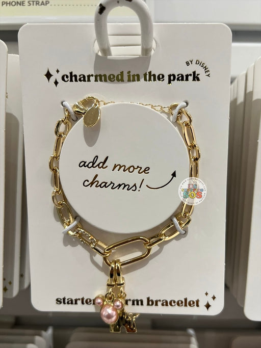 DLR/WDW - Charmed in the Park - Mickey Pearl Icon & Castle Starter Charm Bracelet