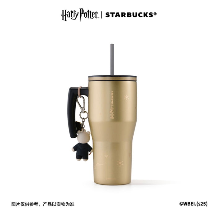 Starbucks China - Harry Potter x Starbucks - Thermos Hogwarts Holiday Stainless Steel Straw ToGo Tumbler 880ml with Bearista Keychain
