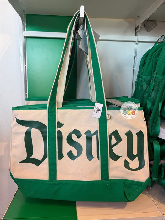 DLR/WDW - Logo Mania 2026 The Tiki Tiki Tiki Room - Emerald Green Park Logo Canvas Tote Bag