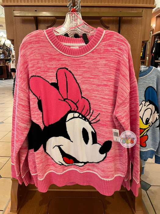 DLR/WDW - Minnie Pink-and-White Marled Knit V-Neck Sweater (Adult)