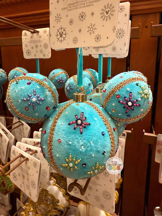 DLR/WDW - Mickey Icon Beaded Castle Aqua Ornament