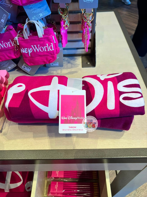 DLR/WDW - Logo Mania 2026 Fantasyland Feels - Bright Pink Park Logo Blanket Throw 50” x 60”