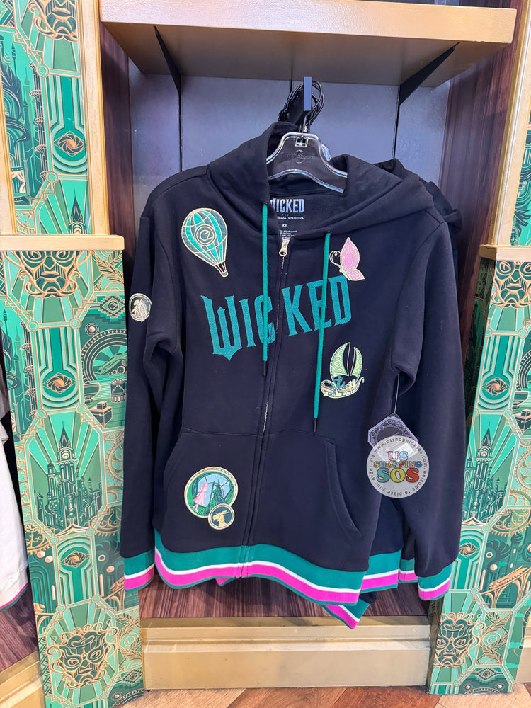 Universal Studios - Wicked - Logo & Icon Black Hoodie Zip Jacket (Adult)