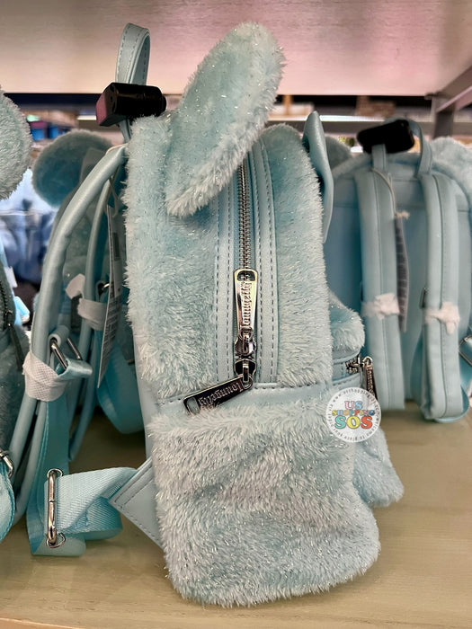 DLR/WDW - Loungefly Minnie Baby Blue Tinsel Faux Fur Backpack