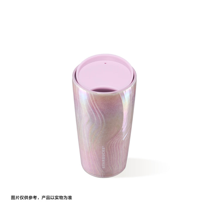 Starbucks China - Twilight Sakura 2026 - 24O. Cherry Blossom Wave Iridescent Double Wall Ceramic Cup 355ml
