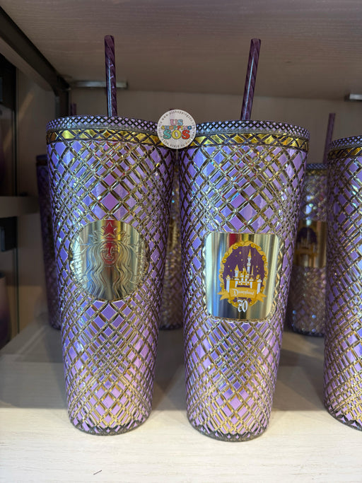DLR - Disneyland 70th Castle - Starbucks Pink Gold Cold Cup Tumbler