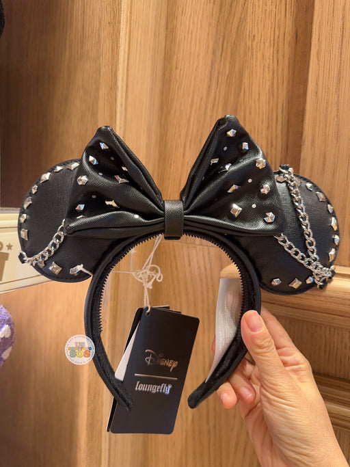 HKDL - 2026 Minnie Mouse Studs & Chain Loungefly Bow & Ear Headband
