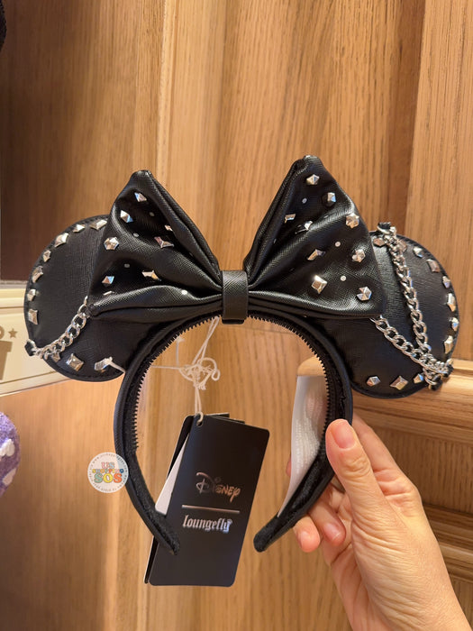 HKDL - 2026 Minnie Mouse Studs & Chain Loungefly Bow & Ear Headband