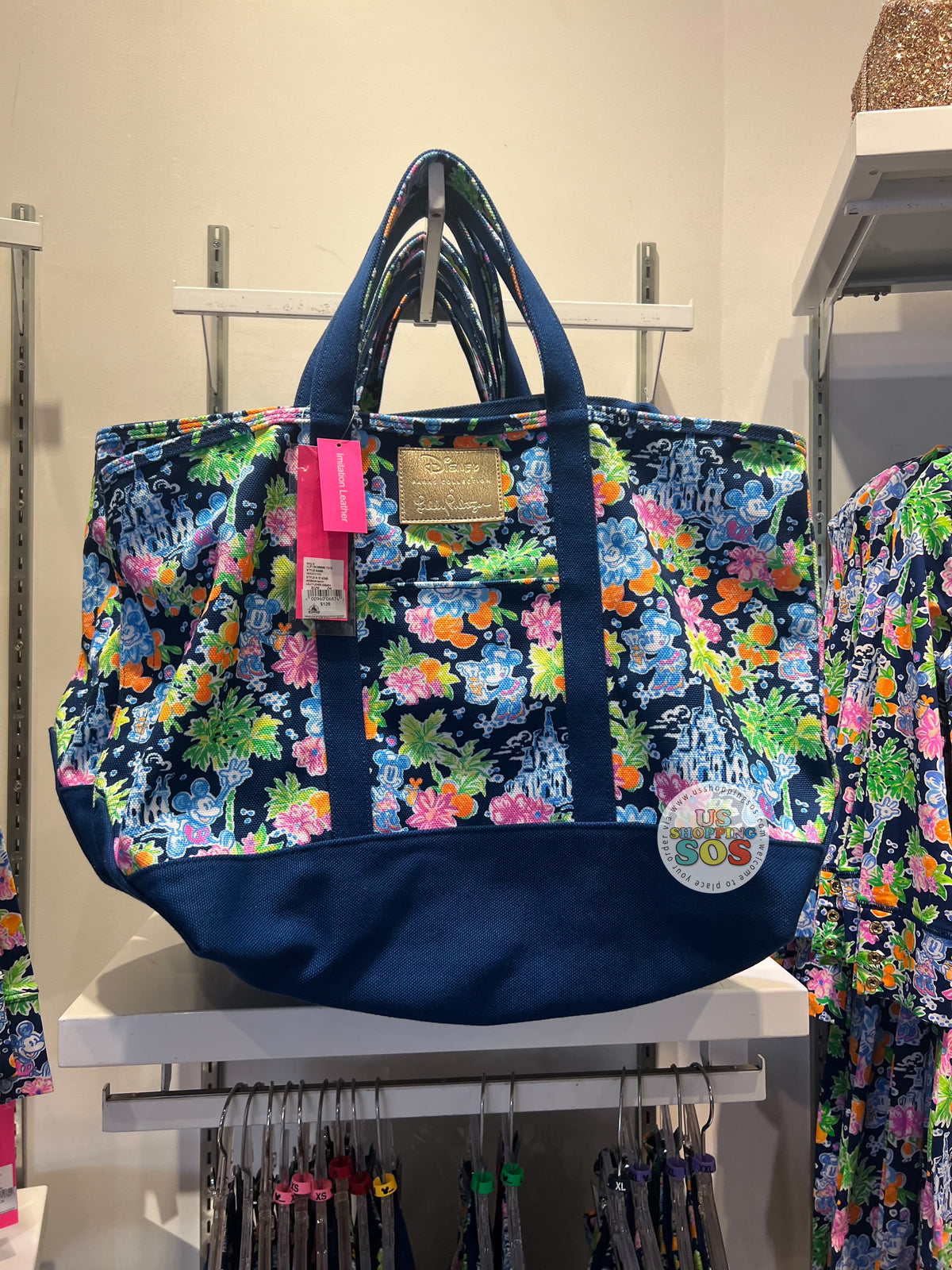 DLR WDW Disney x Lilly Pulitzer Mickey Minnie Aegean Navy Mercato Tote Bag