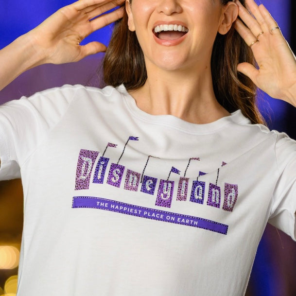 DLR - 70th Anniversary Finale - Disneyland Marquee Rhinestone White T-shirt (Adult)