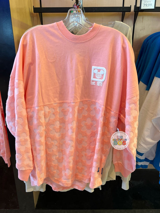DLR/WDW - Spirit Jersey Mickey Flower White Puffy Link Park Logo Pink Pullover (Adult)