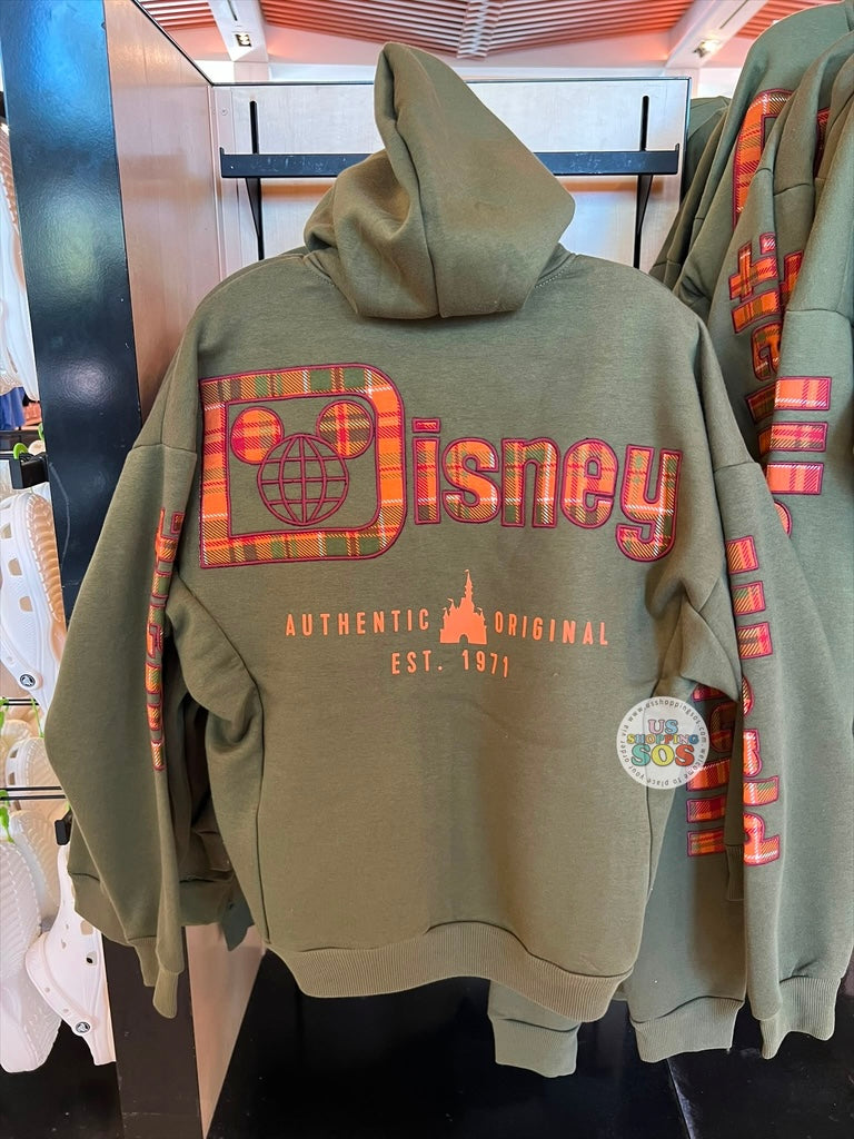 DLR/WDW - Park Logo Orange Plaid Authentic Castle Original Olive