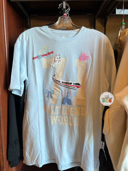 DLR/WDW - Marie Castle Monorail Park Logo Embroidered Baby Blue T-shirt (Adult)