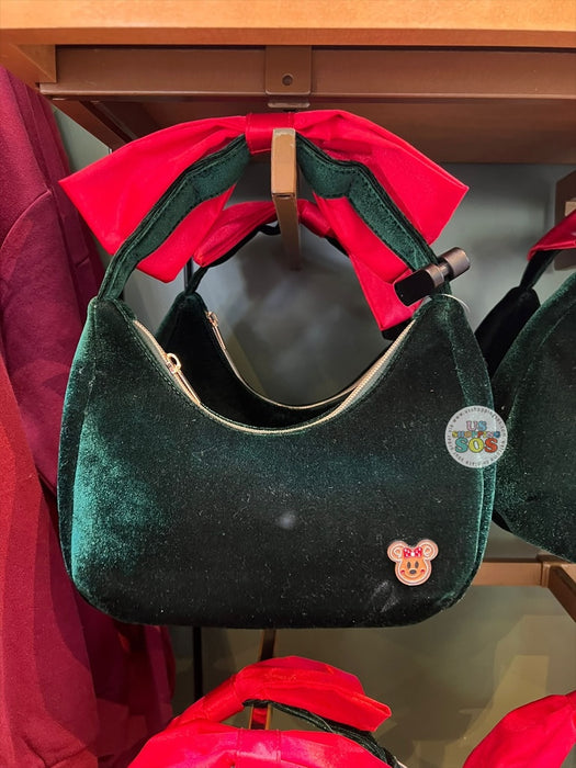 DLR/WDW - Christmas 2025 - Minnie Gingerbread Face Icon Green Velvet Handbag