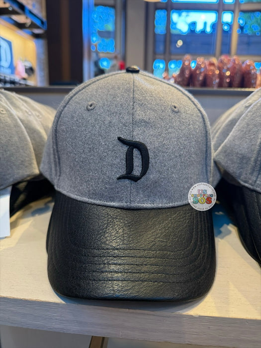 DLR/WDW - “D” Park Logo Black Pleather Dark Grey Baseball Cap