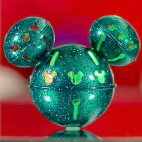 DLR - Christmas 2023 - Mickey Icon Green Glitter Holiday Jingle Bell Glow Cube
