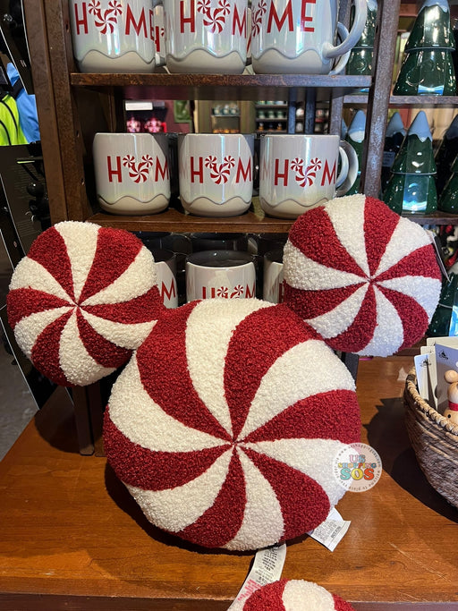 DLR/WDW - Christmas 2025 - Mickey Icon Peppermint Candy Cushion Pillow