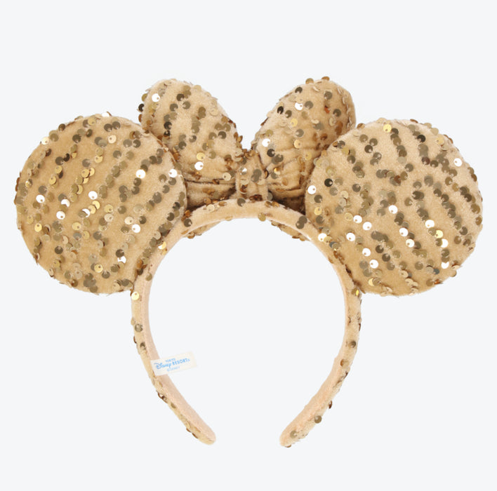 TDR - Minnie Fluff & Sequin Gold Color Ear Headband (Release Date: Nov 8, 2024)