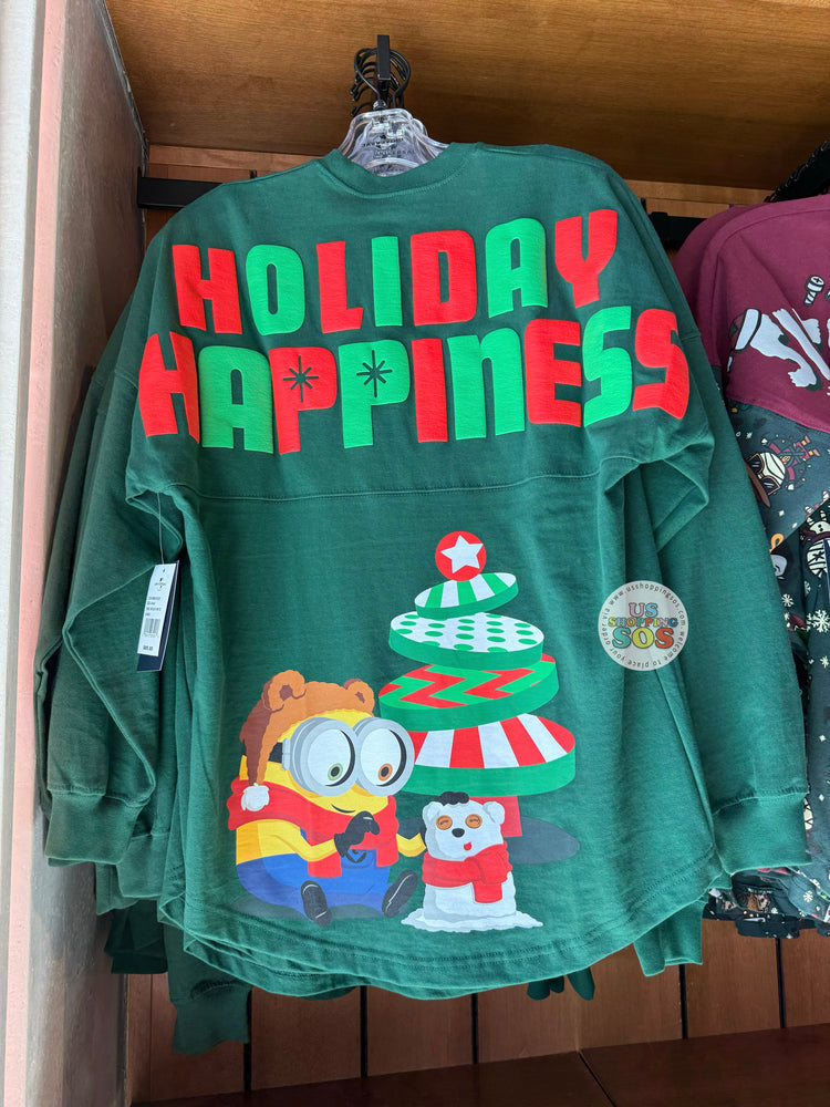 Universal Studios - Christmas 2025 - Minions Spirit Jersey “Holiday Happiness” Green Pullover (Adult)