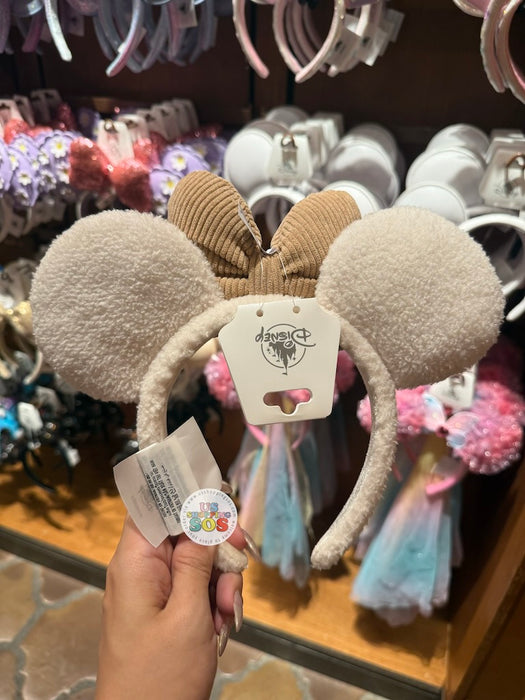 DLR/WDW -  Minnie Latte Bow Fluffy White Ear Headband
