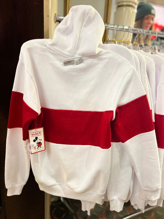 DLR/WDW - Classic Mickey Park Logo Red Strap White Hoodie Pullover (Adult)