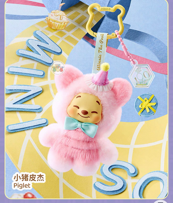 MINISO - Disney Winnie the Pooh 100 Years Anniversary Mini Friends Vinyl Plush Keychain Series Mystery Blind Box (Release Date: Aug 14, 2026)
